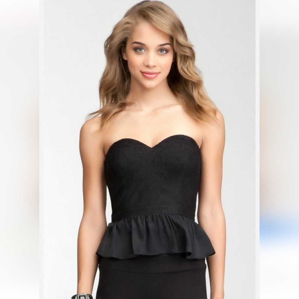 BEBE lace silk bustier tube top